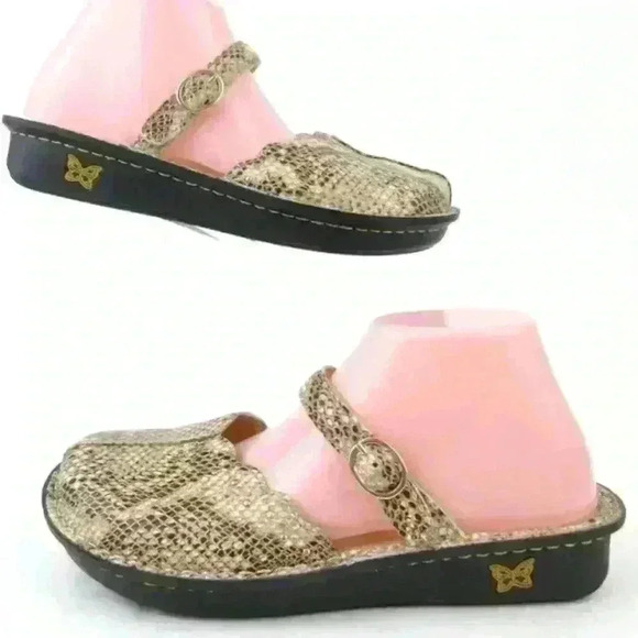 Women’s ALEGRIA Tuscany Snake print leather Mary Jane slip on. Size 41 - Picture 1 of 7